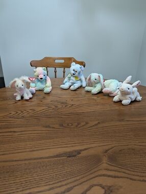 TY Beanie Buddies Pastel Bunny and Bear Plush Set Of 5 - Multicolor